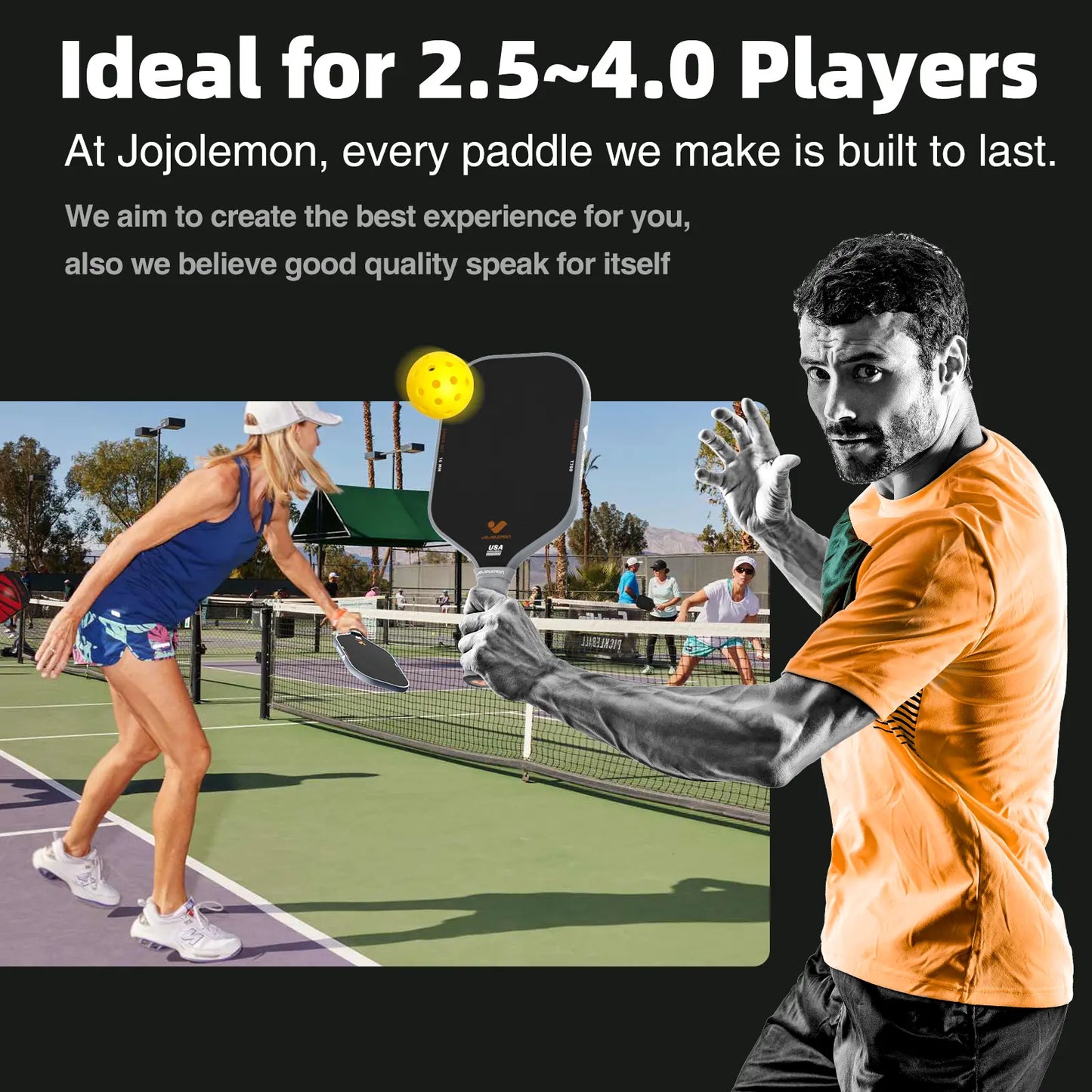[Tiktokshopblackfriday]Jojolemon Shark 001 Pickleball Paddles, 16MM, T700 Carbon Fiber, USAPA Approved, Power & Control