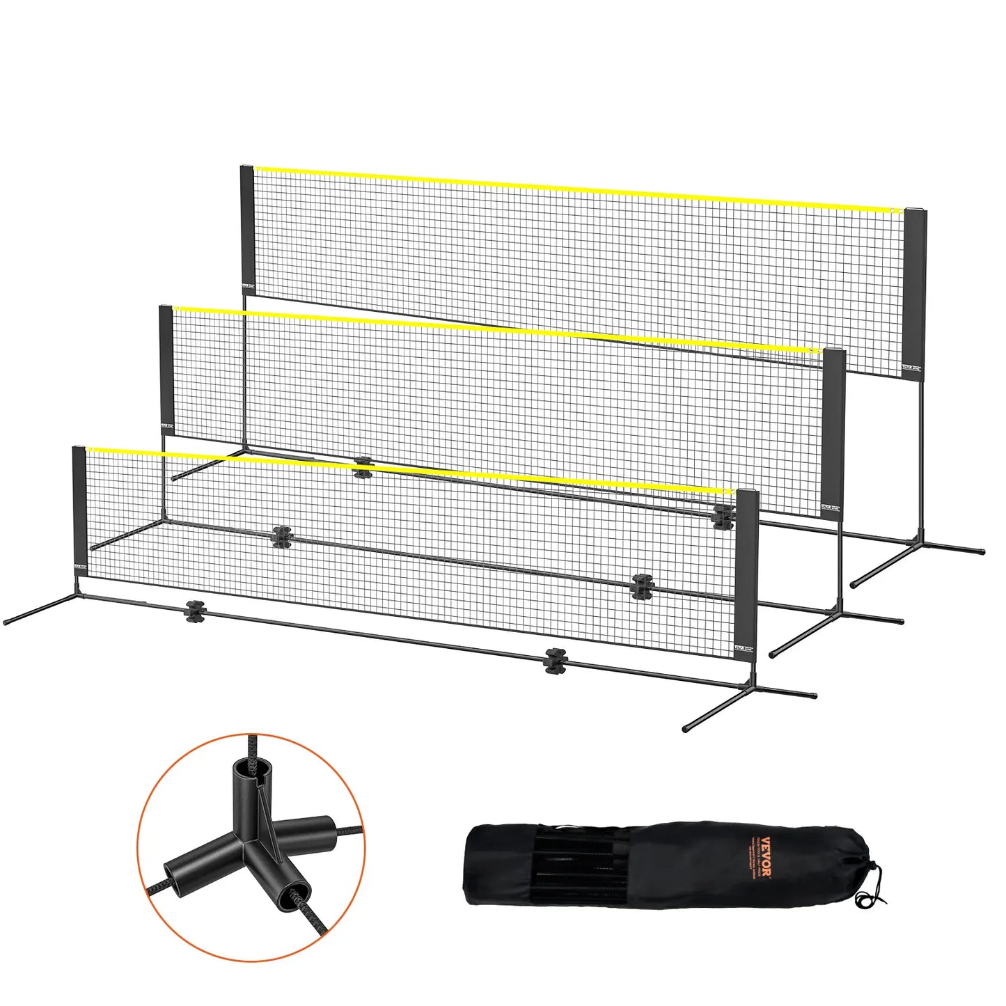 【Toolupgrade】Vevor Badminton Net, Height Adjustable Volleyball Net, 14Ft Wide Foldable Pickleball Net, Portable Easy Setup Tennis Net Set with Poles, Stand and Carry Bag, for Kids Backyard Game Indoor Outdoor Use