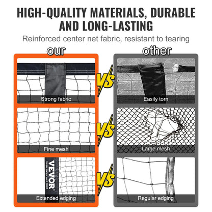 【Back to School】Vevor Regulation Size 22FT Portable Pickleball Net Set - Game Kit with Sectional Weather-Resistant Metal Frame, PE Mesh Net, Paddles, Balls, Racket Grip, Carrying Bag for Outdoor Play & Portable Setup