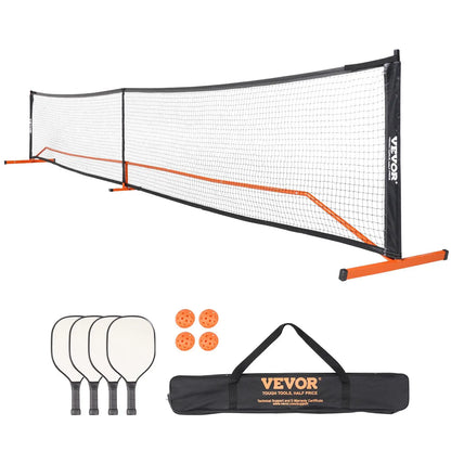 【Back to School】Vevor Regulation Size 22FT Portable Pickleball Net Set - Game Kit with Sectional Weather-Resistant Metal Frame, PE Mesh Net, Paddles, Balls, Racket Grip, Carrying Bag for Outdoor Play & Portable Setup