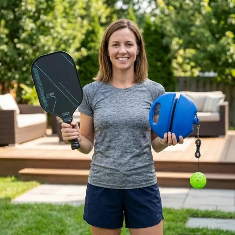 Solo Pickleball Trainer Set with Paddle & Pickleballs - Portable Rebound Practice Equipment for Home, Backyard, Garage & Outdoor Training