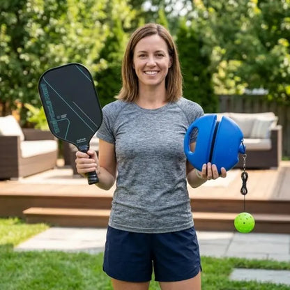 Solo Pickleball Trainer Set with Paddle & Pickleballs - Portable Rebound Practice Equipment for Home, Backyard, Garage & Outdoor Training