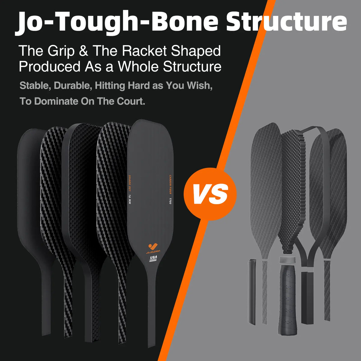 [Tiktokshopblackfriday]Jojolemon Shark 001 Pickleball Paddles, 16MM, T700 Carbon Fiber, USAPA Approved, Power & Control