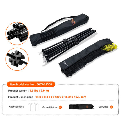 【Toolupgrade】Vevor Badminton Net, Height Adjustable Volleyball Net, 14Ft Wide Foldable Pickleball Net, Portable Easy Setup Tennis Net Set with Poles, Stand and Carry Bag, for Kids Backyard Game Indoor Outdoor Use