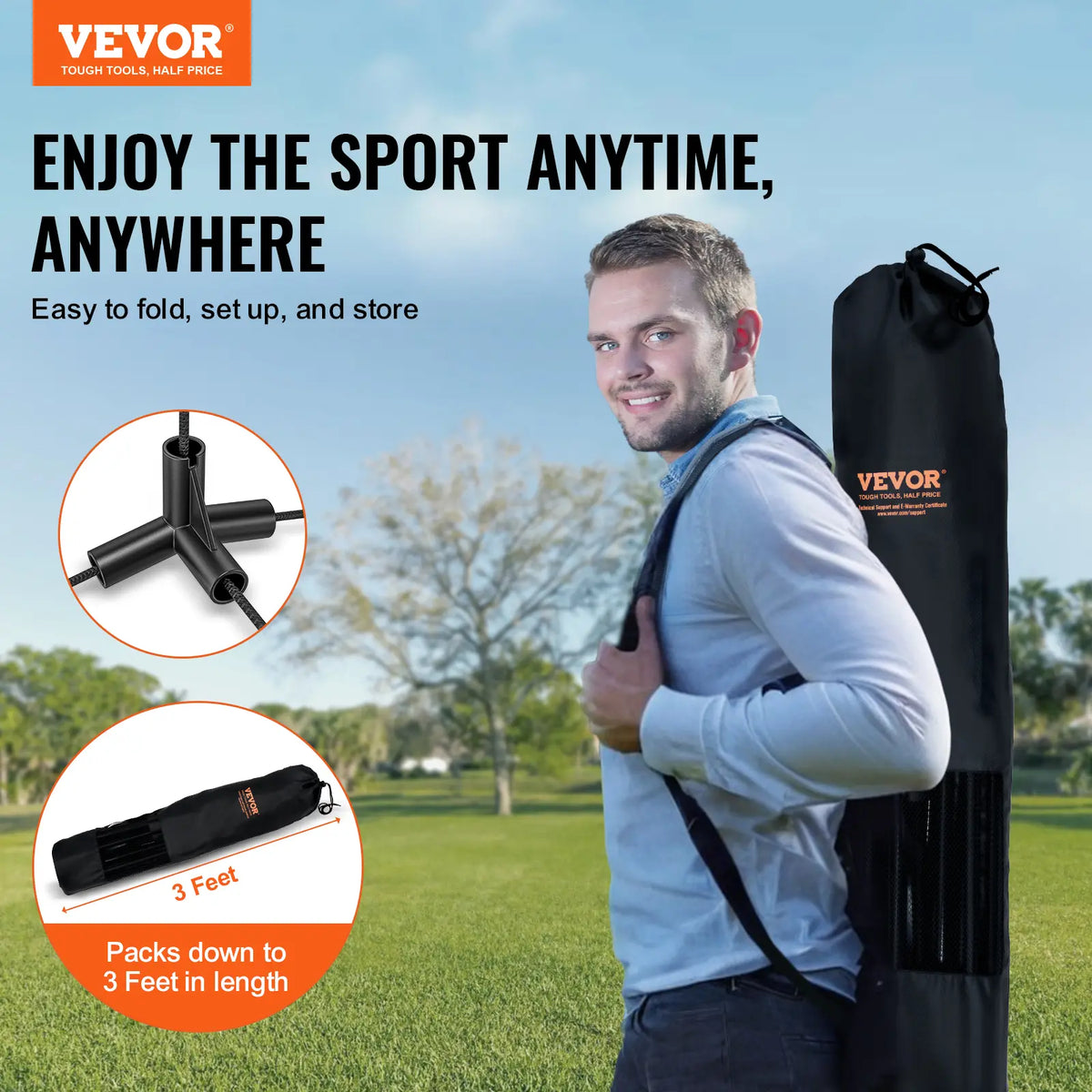 【Toolupgrade】Vevor Badminton Net, Height Adjustable Volleyball Net, 14Ft Wide Foldable Pickleball Net, Portable Easy Setup Tennis Net Set with Poles, Stand and Carry Bag, for Kids Backyard Game Indoor Outdoor Use