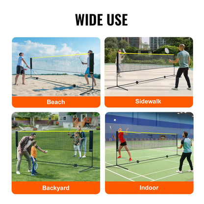 【Toolupgrade】Vevor Badminton Net, Height Adjustable Volleyball Net, 14Ft Wide Foldable Pickleball Net, Portable Easy Setup Tennis Net Set with Poles, Stand and Carry Bag, for Kids Backyard Game Indoor Outdoor Use