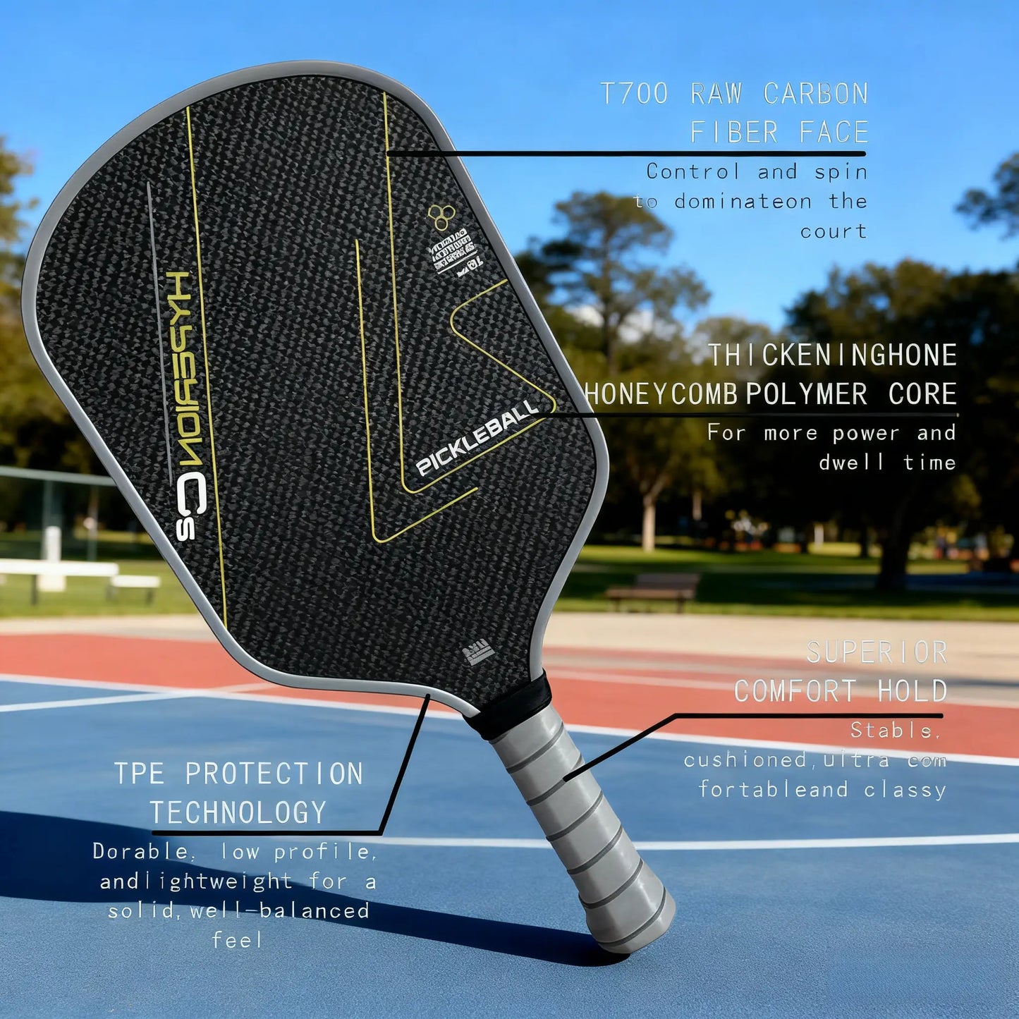 Pickleball Paddle T700 Carbon Fiber 16Mm LABS Project Style Similarity Equipment Accessory Sweet Dessert Balanced MOI Training System for Players Racket Perforated Trainer T700 Carbon Fiber Surface Pickle Ball Rocks